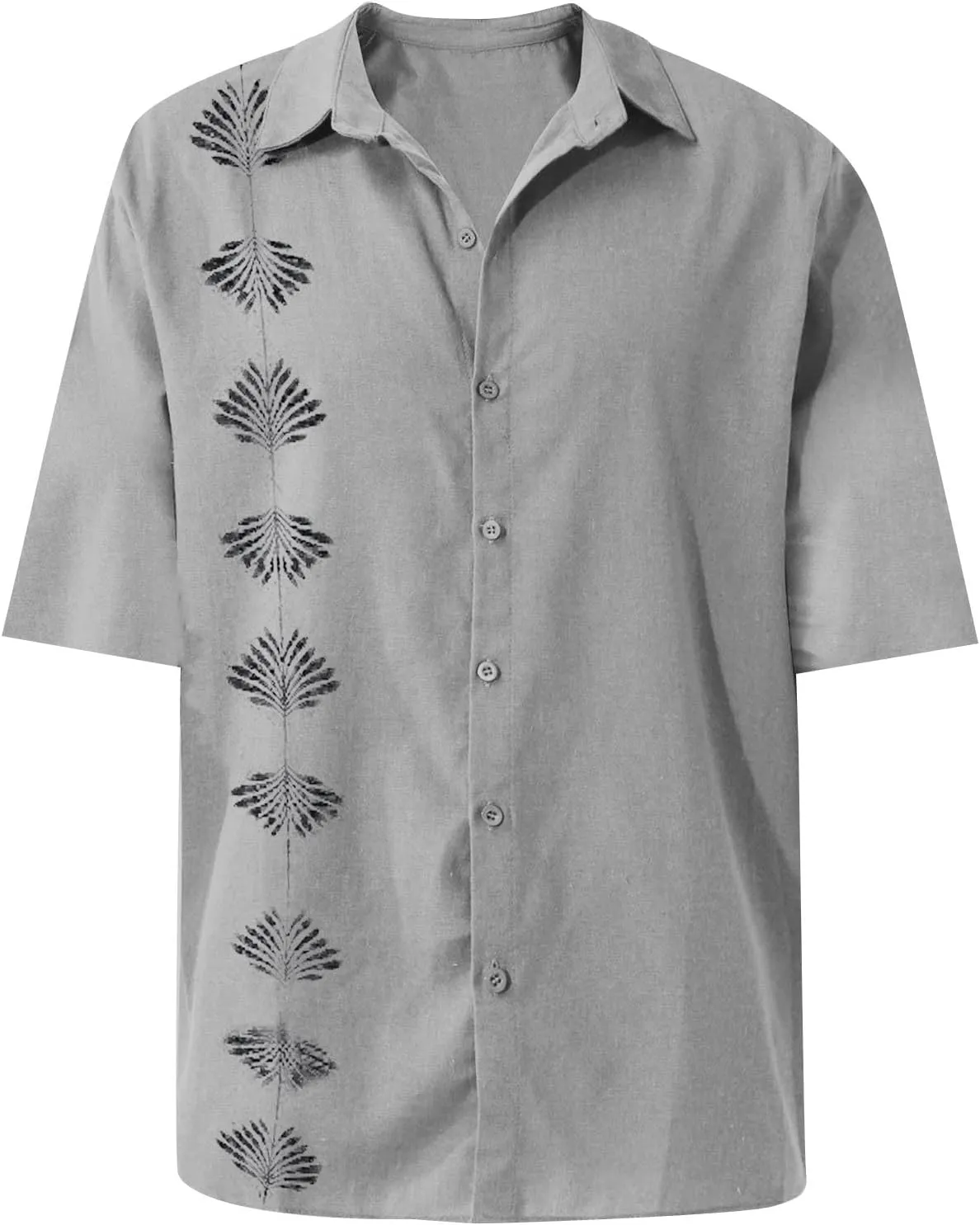 Hawaiian Shirt for Men, Men's Casual Cotton Linen Solid Color Short Sleeve Shirts Summer Loose Shirts