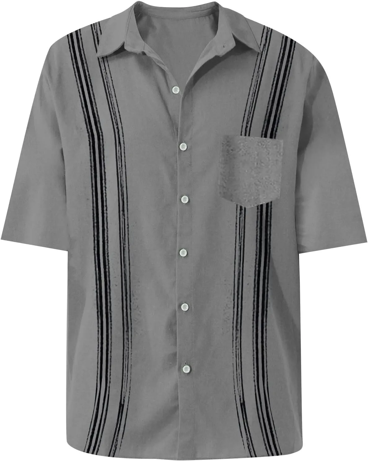 Hawaiian Shirt for Men, Men's Casual Cotton Linen Solid Color Short Sleeve Shirts Summer Loose Shirts