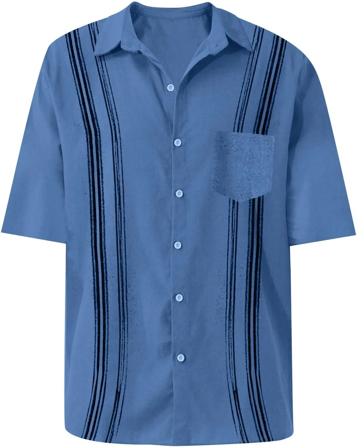 Hawaiian Shirt for Men, Men's Casual Cotton Linen Solid Color Short Sleeve Shirts Summer Loose Shirts