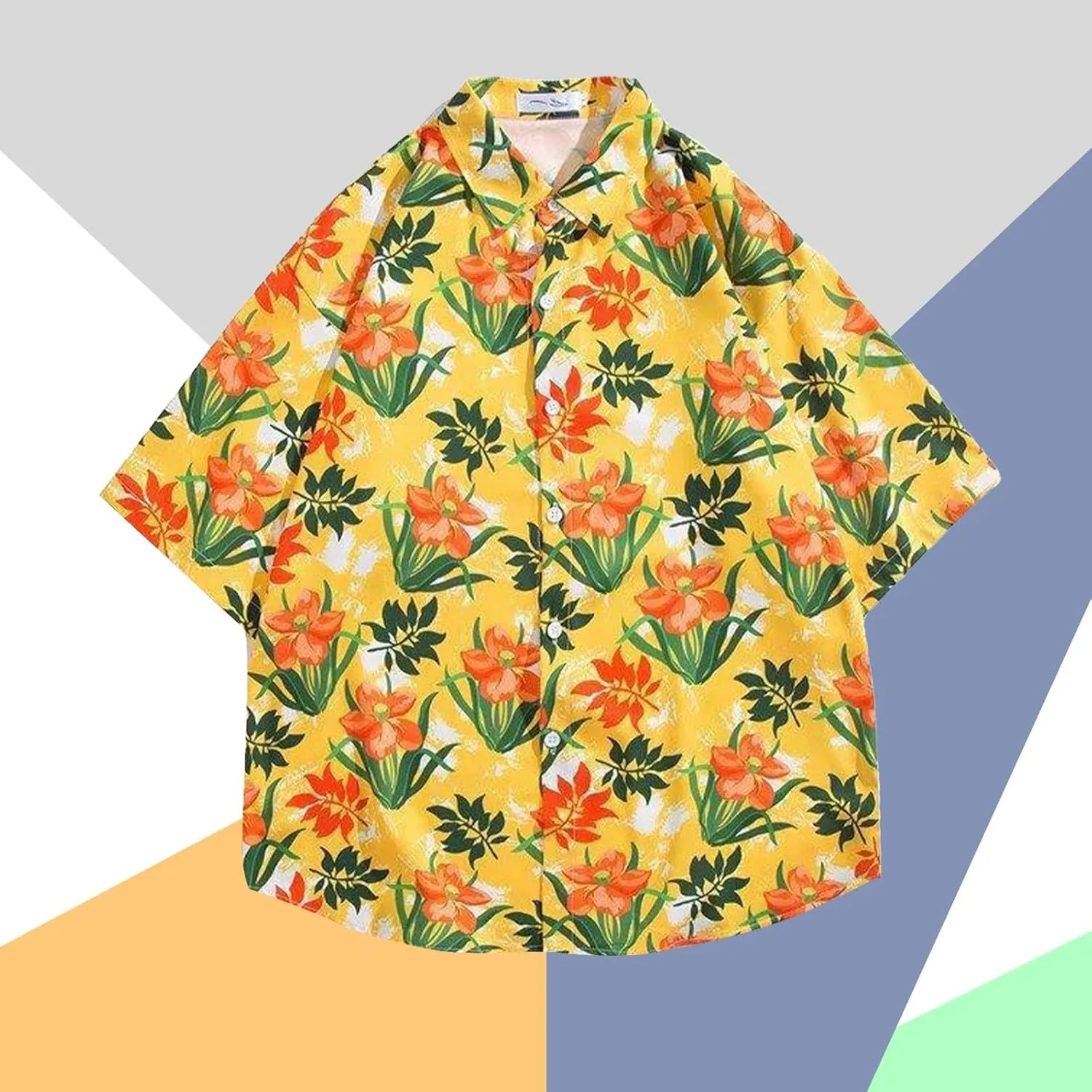 Hawaiian Shirt for Men Short Sleeve Button Down Linen Clothing Tall and Big Tropical Beach Tops Printed