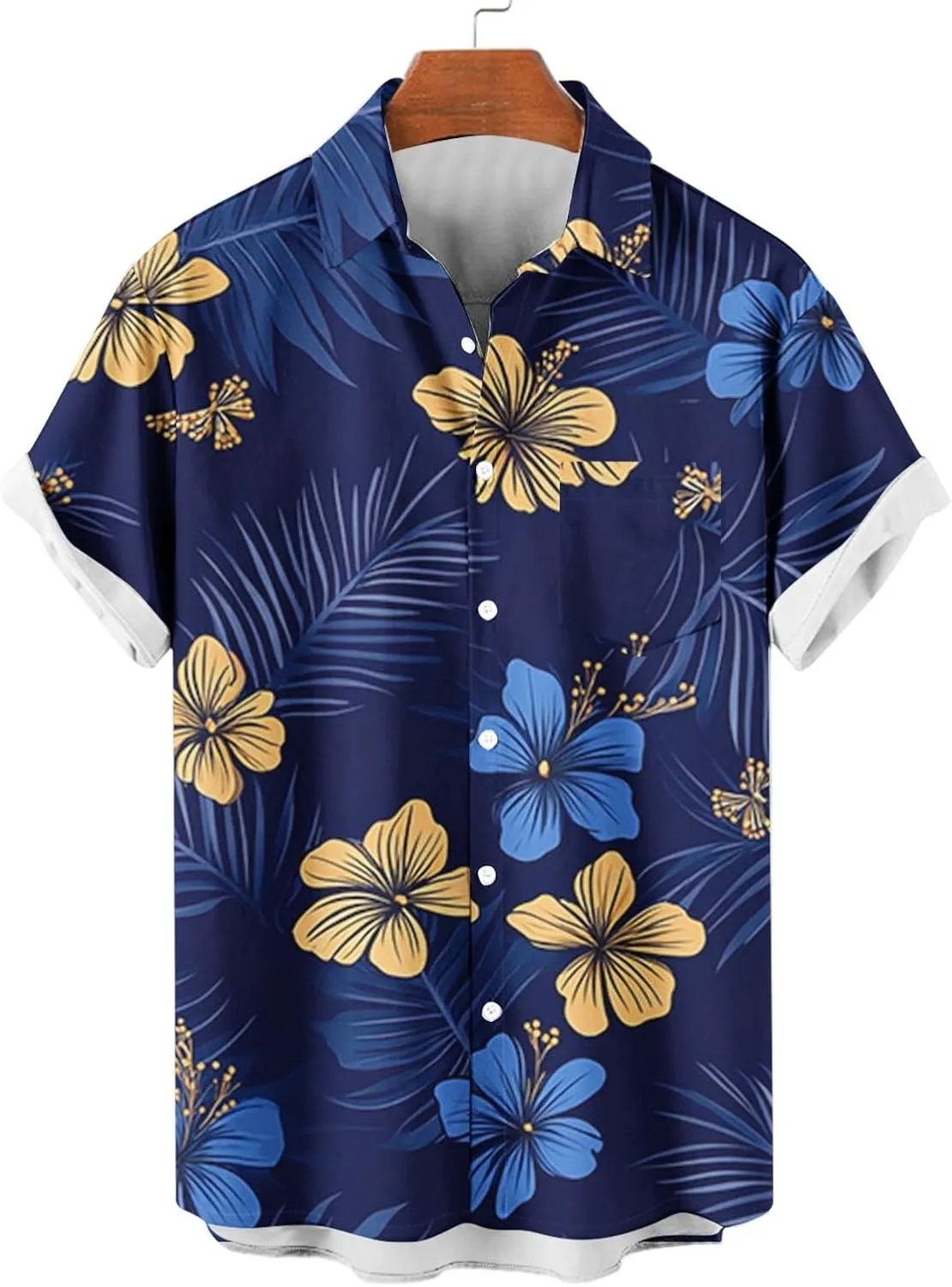 Hawaiian Shirts for Men Summer Beach Casual Short Sleeve Button Down Shirts Novelty Print Tropical Floral Tops