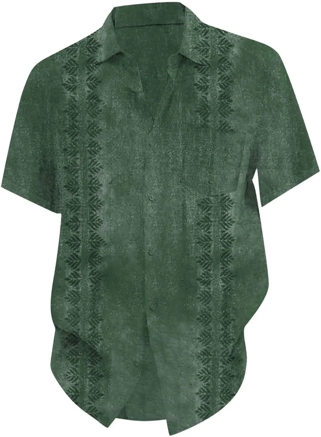 Hawaiian Shirts for Men Summer Beach Loose Fit Casual Short Sleeve Linen Tshirts Lightweight Button Down Hippie Tops