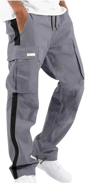 Hiking Pants for Men Stylish Splice Cargo Pants Multi-Pocket Straight Leg Cargo Trousers Relax Fit Workout Track Pant