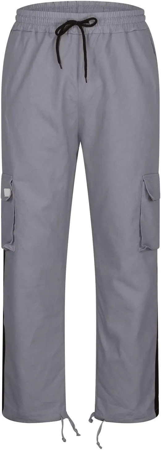 Hiking Pants for Men Stylish Splice Cargo Pants Multi-Pocket Straight Leg Cargo Trousers Relax Fit Workout Track Pant