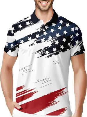 HIVICHI Golf Shirts for Men Funny Print Crazy Hawaiian Mens Polo Shirt