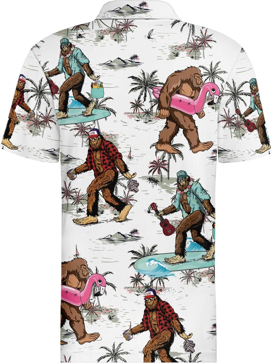 HIVICHI Golf Shirts for Men Funny Print Hawaiian Crazy Mens Polo Shirt