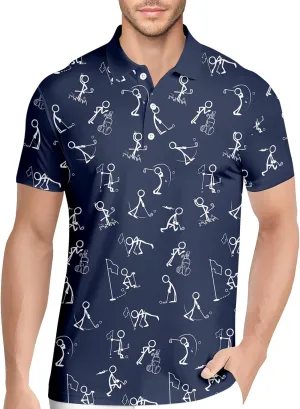 HIVICHI Golf Shirts for Men Funny Print Hawaiian Crazy Mens Polo Shirt