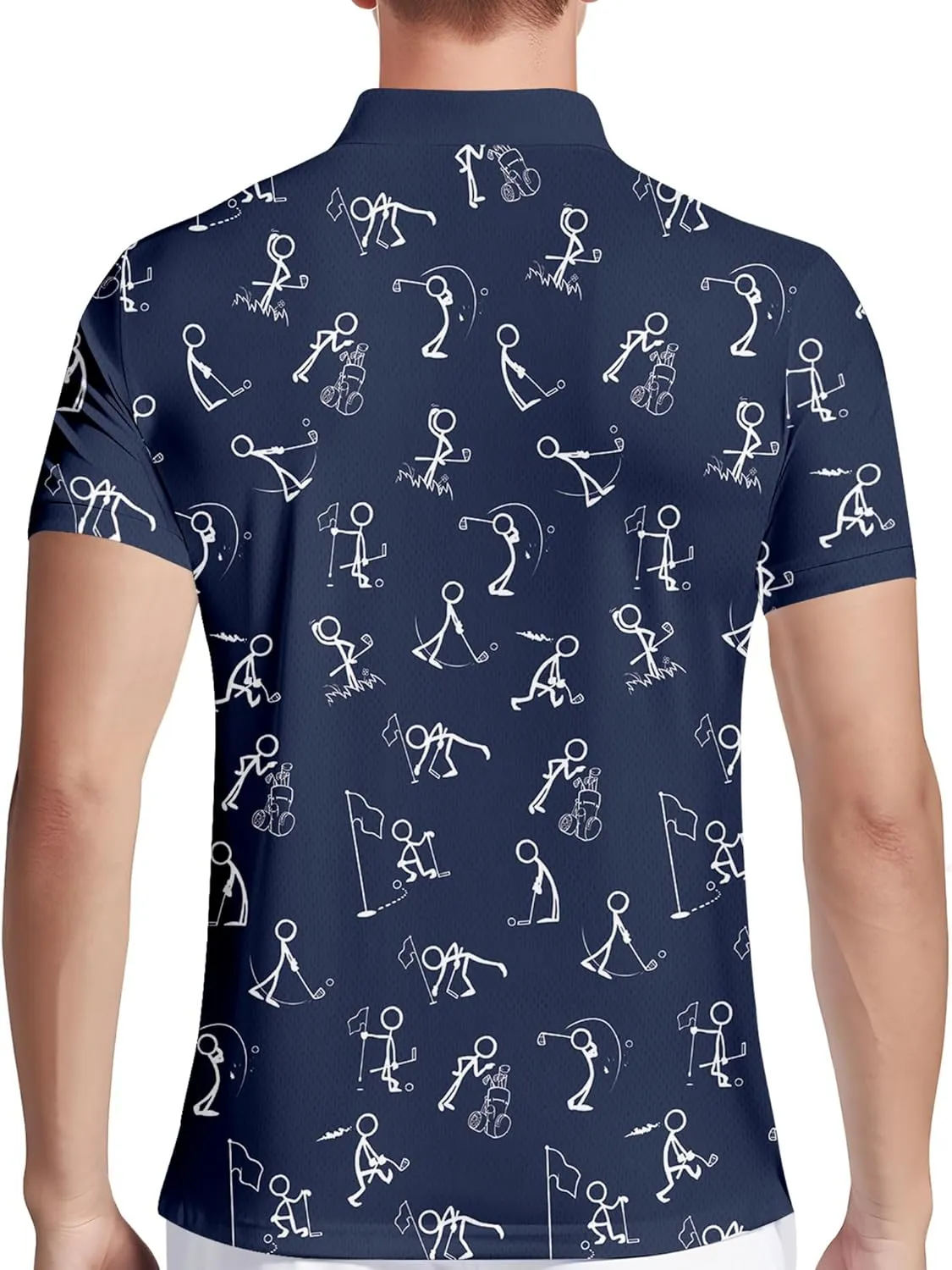 HIVICHI Golf Shirts for Men Funny Print Hawaiian Crazy Mens Polo Shirt
