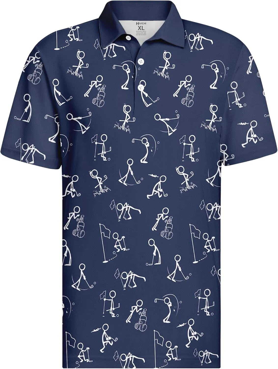 HIVICHI Golf Shirts for Men Funny Print Hawaiian Crazy Mens Polo Shirt
