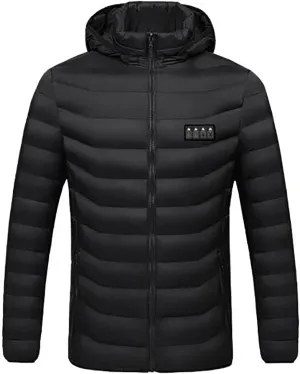 Hooded Puffer Jacket for Men Lightweight Packable Warm Winter Coat Zipper Long Sleeve Casual Puffer Down with Pocket
