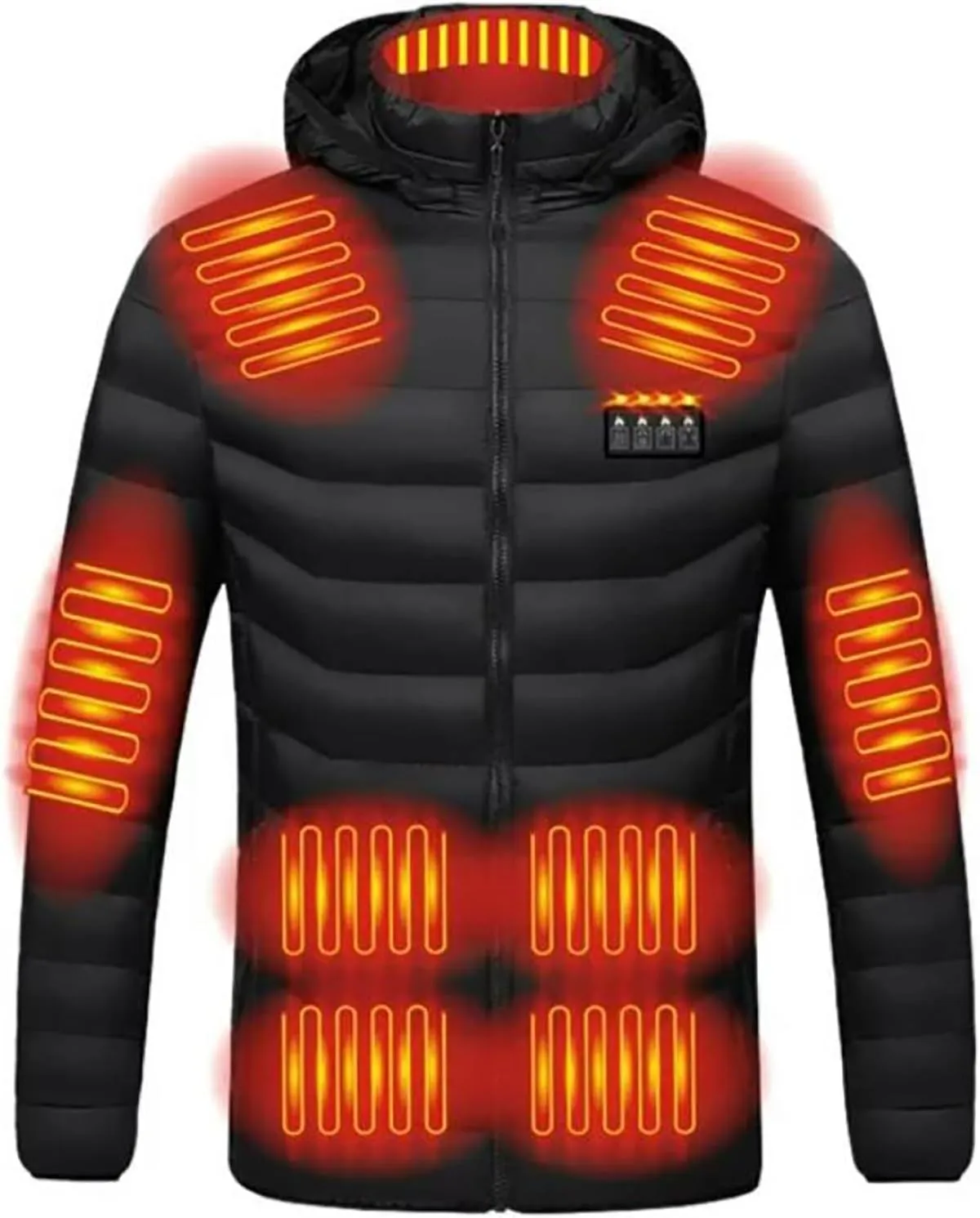 Hooded Puffer Jacket for Men Lightweight Packable Warm Winter Coat Zipper Long Sleeve Casual Puffer Down with Pocket