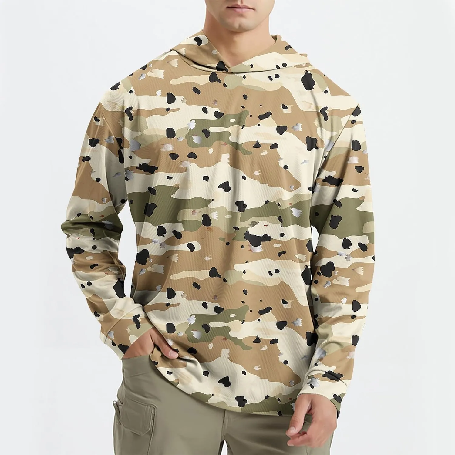 Hoodies for Men Quick Dry UPF 50  UV Sun Protection Shirts Camo Outdoor Long Sleeve Shirts SPF Rash Guard Fishing Shirt