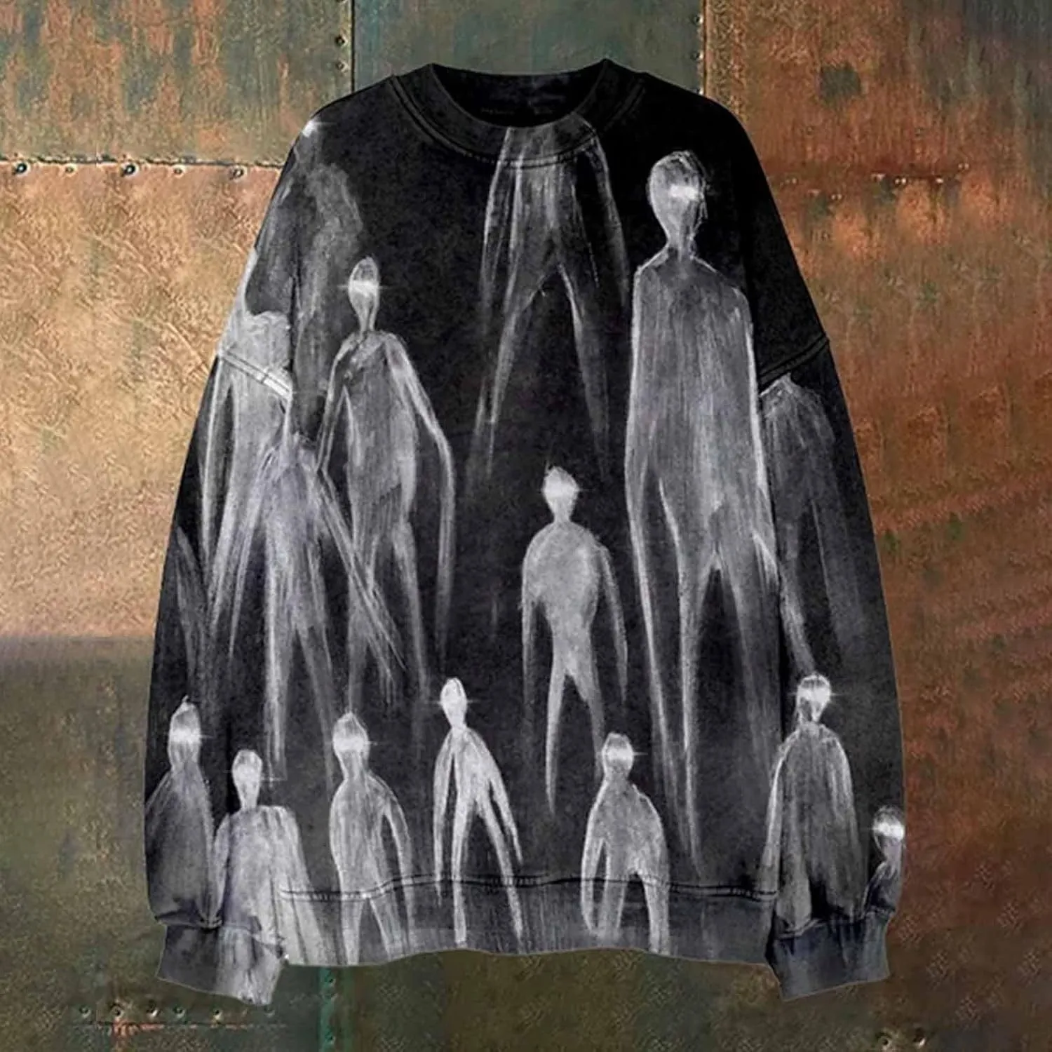 Horror Monster Graphic T Shirt for Men Novelty 3D Printed Long Sleeve Sweatshirts Halloween Scary Cosplay Costume Top