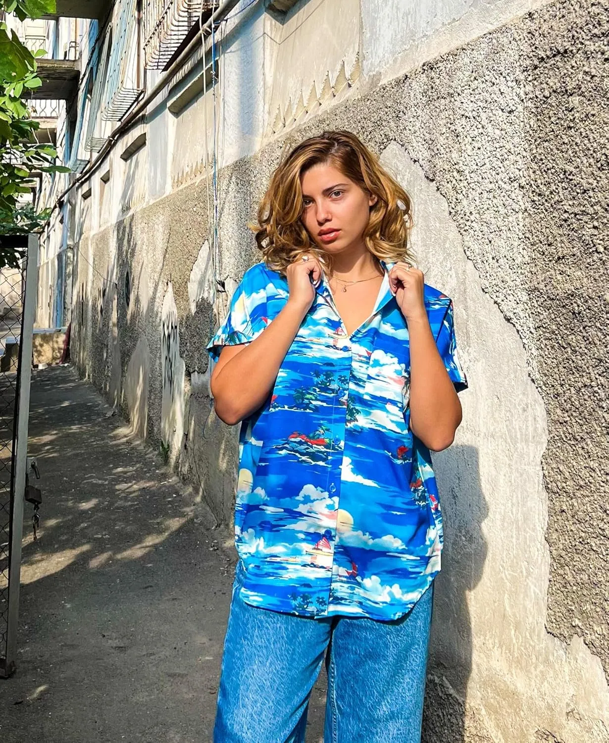 HOTOUCH Hawaiian Shirts for Women Summer Cool Hawaii Floral Tropic Print Blouses Beach Short Sleeve Button Up Tops