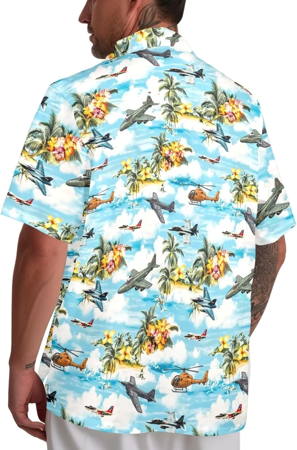 HUGLAZY July 4th Day Hawaiian Shirt for Men Tropical Short Sleeve Button Down Shirts Funny Party Outfit