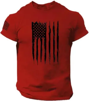 Independence Day Shirt Mens Round Neck Short Sleeve Workout USA Flag Shirts Mens USA Distressed Flag Tee Shirts