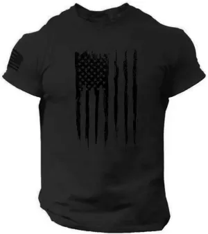 Independence Day Shirt Mens Round Neck Short Sleeve Workout USA Flag Shirts Mens USA Distressed Flag Tee Shirts