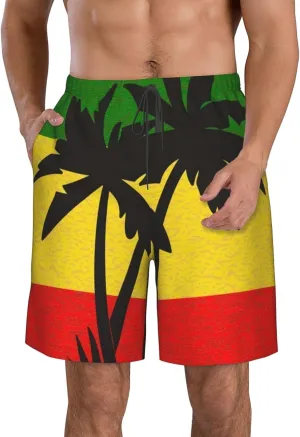Jamaican Flag Men's Quick Dry Swim Trunks Beach Board Shorts Swimming Swimwear
