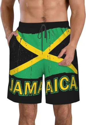 Jamaican Flag Men's Quick Dry Swim Trunks Beach Board Shorts Swimming Swimwear