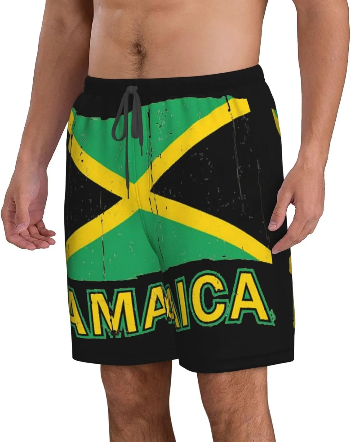Jamaican Flag Men's Quick Dry Swim Trunks Beach Board Shorts Swimming Swimwear