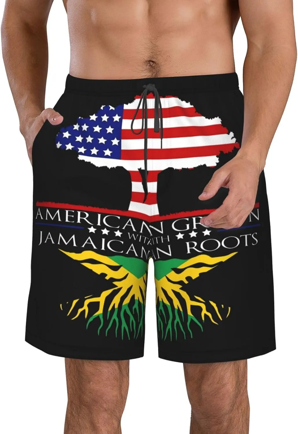 Jamaican Flag Men's Quick Dry Swim Trunks Beach Board Shorts Swimming Swimwear