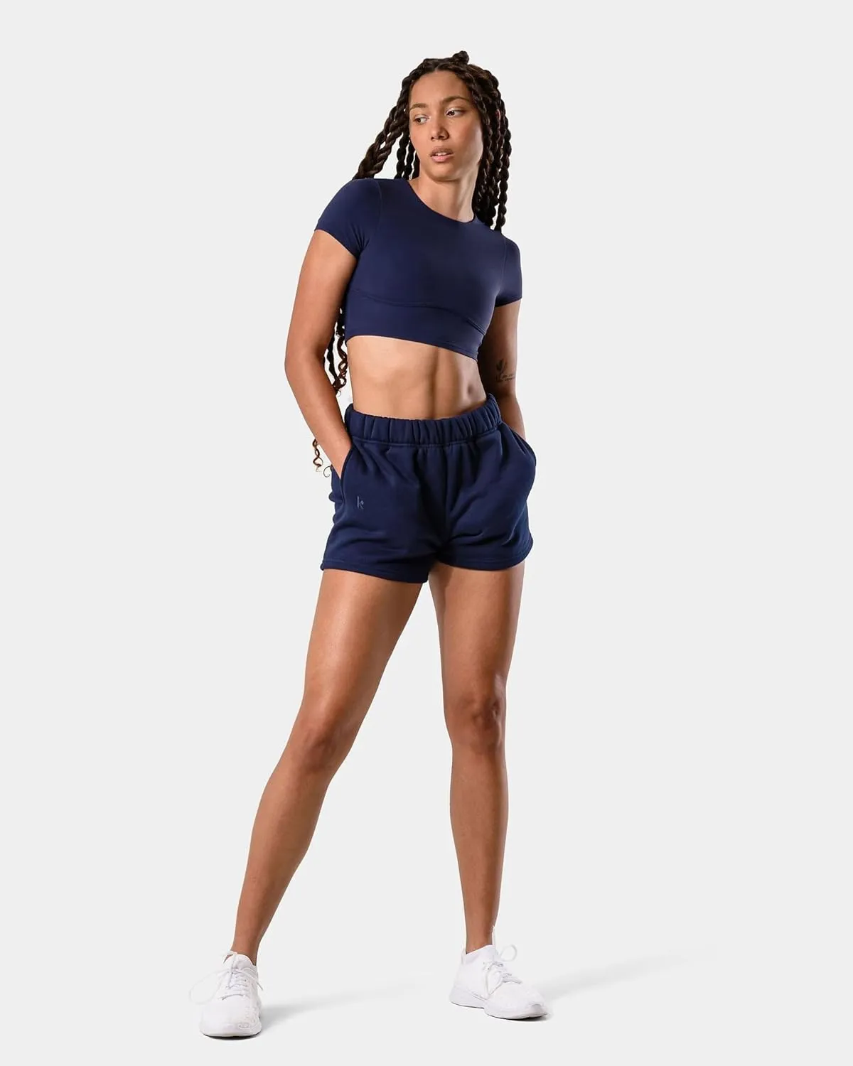 Kamo Fitness CozyTec Sweat Shorts Women High Waisted Lounge Comfy Casual Cotton Shorts with Pockets