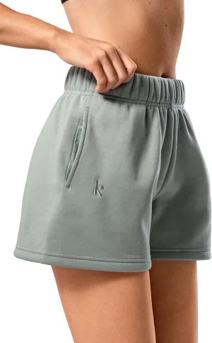 Kamo Fitness CozyTec Sweat Shorts Women High Waisted Lounge Comfy Casual Cotton Shorts with Pockets