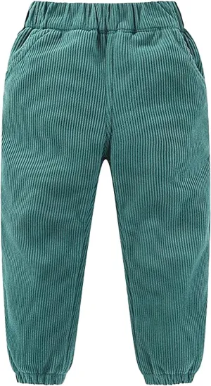 Kids Boys Girls Corduroy Pants Pull on Joggers Baggy Sweatpants Solid Elastic Waist Trousers Loung𝐞 School Pants