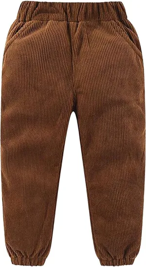 Kids Boys Girls Corduroy Pants Pull on Joggers Baggy Sweatpants Solid Elastic Waist Trousers Loung𝐞 School Pants