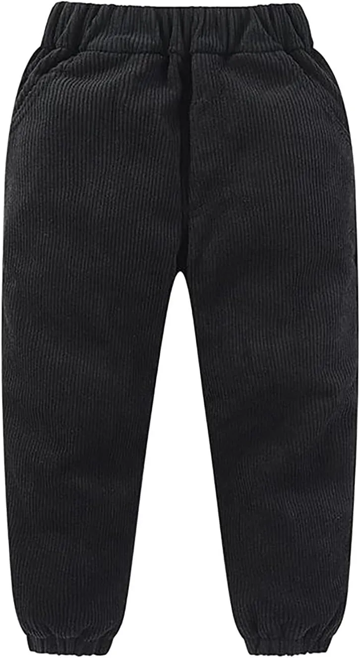 Kids Boys Girls Corduroy Pants Pull on Joggers Baggy Sweatpants Solid Elastic Waist Trousers Loung𝐞 School Pants