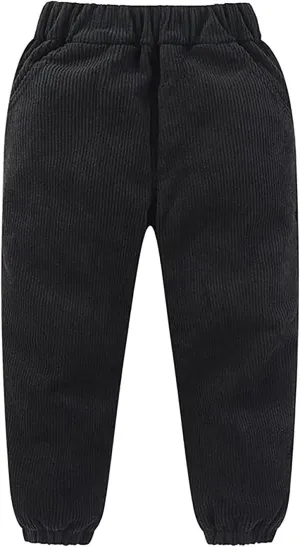 Kids Boys Girls Corduroy Pants Pull on Joggers Baggy Sweatpants Solid Elastic Waist Trousers Loung𝐞 School Pants