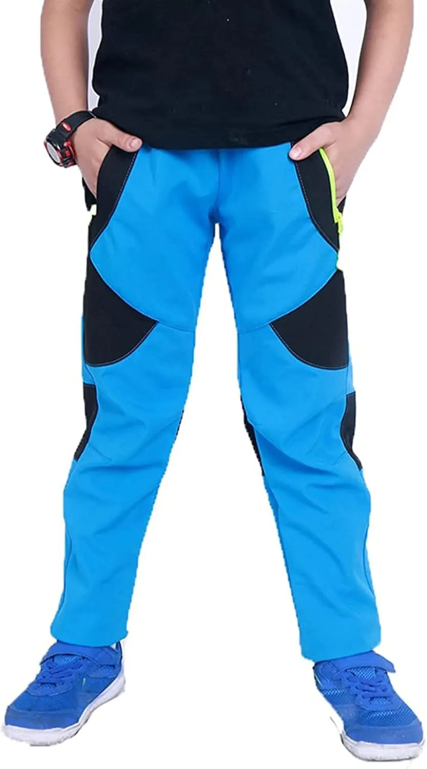 Kids Softshell Pants Toddler Girls Water 𝗥epellent Windproof Trousers Boys Outdoor Winter Warm Hiking Trousers