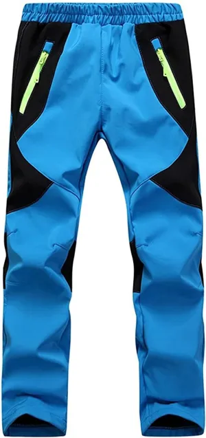 Kids Softshell Pants Toddler Girls Water 𝗥epellent Windproof Trousers Boys Outdoor Winter Warm Hiking Trousers