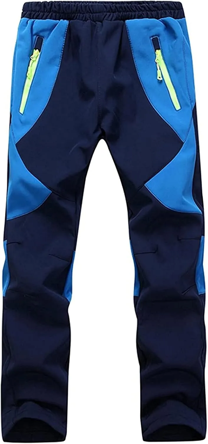 Kids Softshell Pants Toddler Girls Water 𝗥epellent Windproof Trousers Boys Outdoor Winter Warm Hiking Trousers
