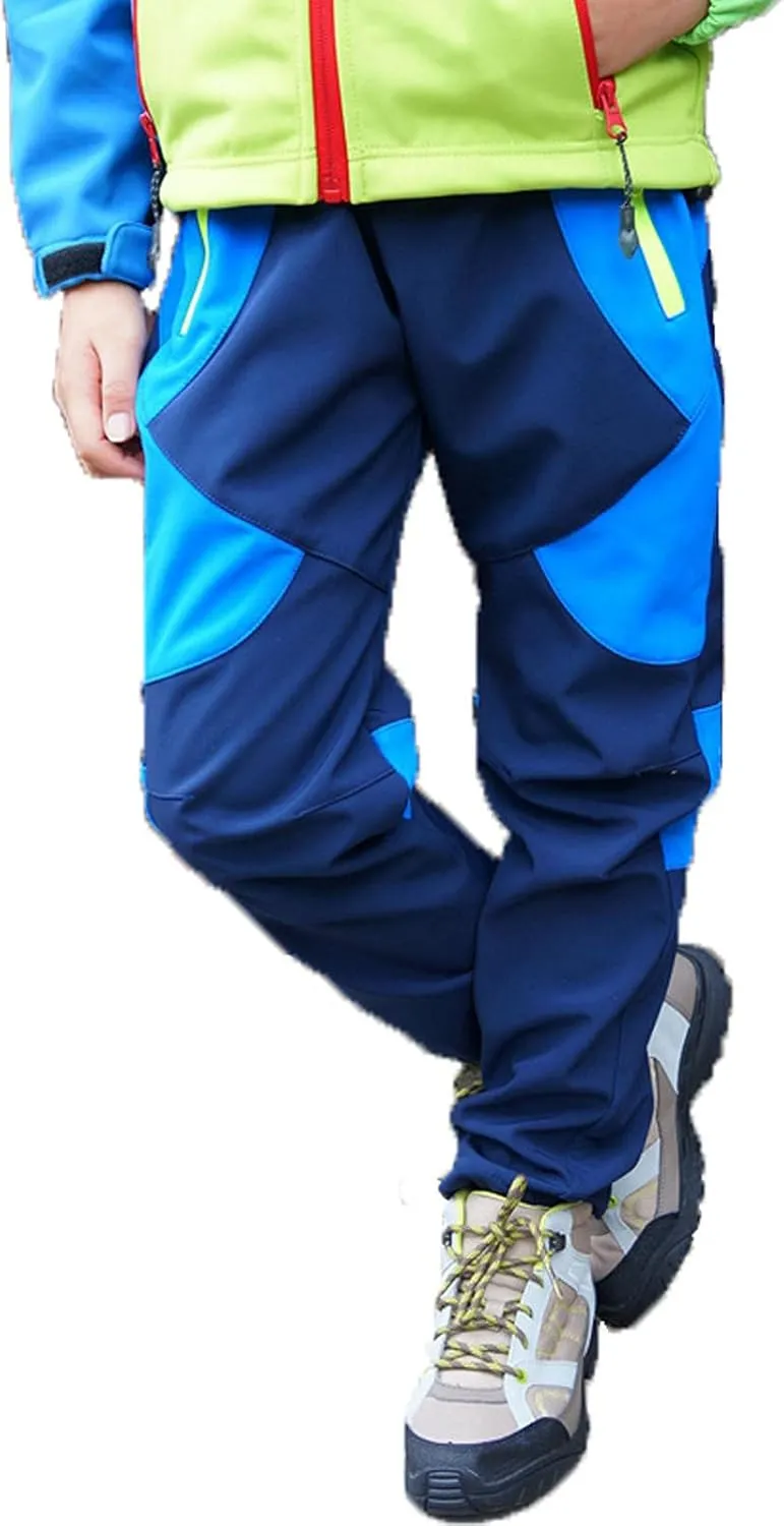 Kids Softshell Pants Toddler Girls Water 𝗥epellent Windproof Trousers Boys Outdoor Winter Warm Hiking Trousers