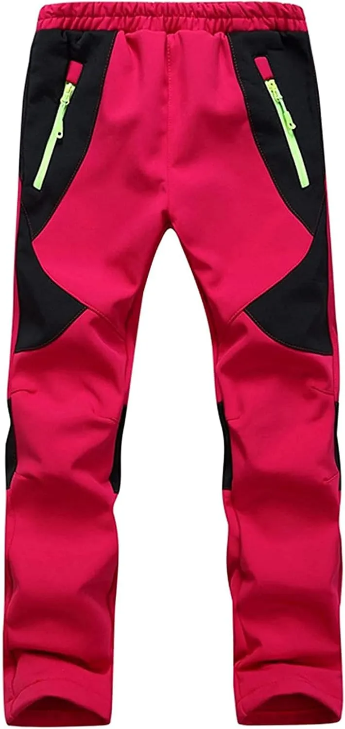 Kids Softshell Pants Toddler Girls Water 𝗥epellent Windproof Trousers Boys Outdoor Winter Warm Hiking Trousers