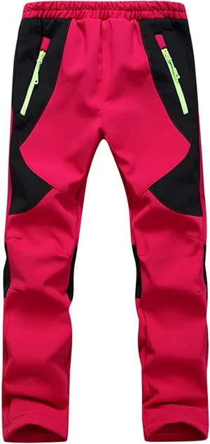 Kids Softshell Pants Toddler Girls Water 𝗥epellent Windproof Trousers Boys Outdoor Winter Warm Hiking Trousers