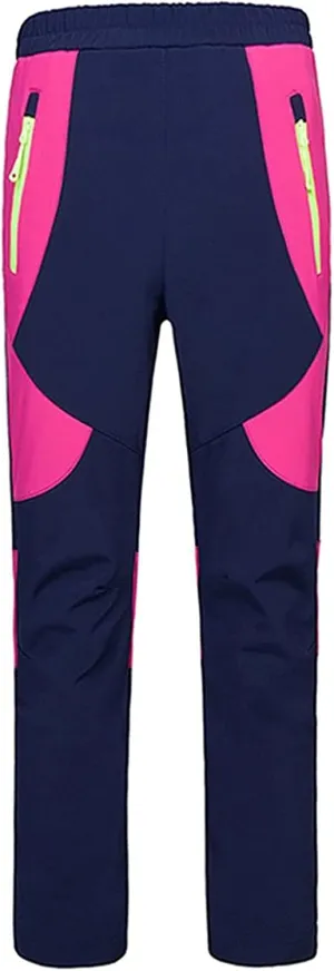 Kids Softshell Pants Toddler Girls Water 𝗥epellent Windproof Trousers Boys Outdoor Winter Warm Hiking Trousers