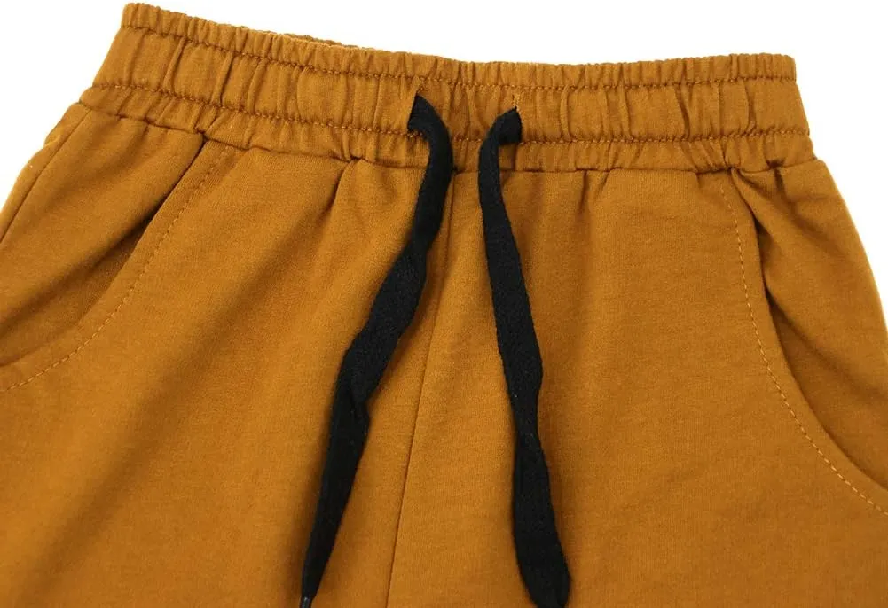 KISBINI Boys' Girls' Shorts Pull On Sweat Cargo Shorts for Kids