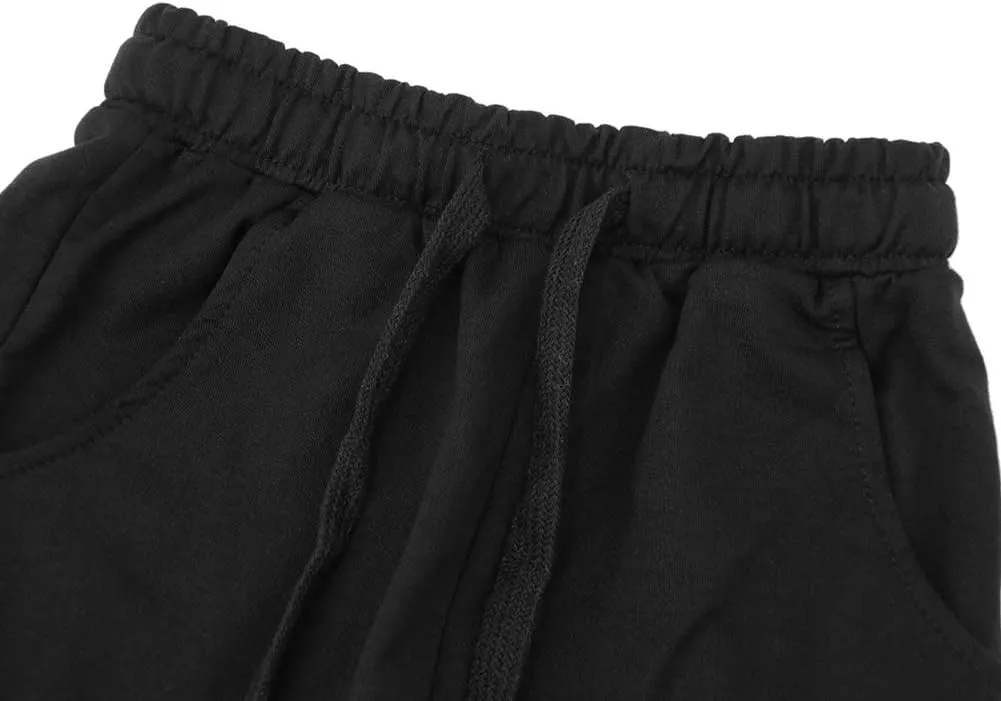 KISBINI Boys' Girls' Shorts Pull On Sweat Cargo Shorts for Kids