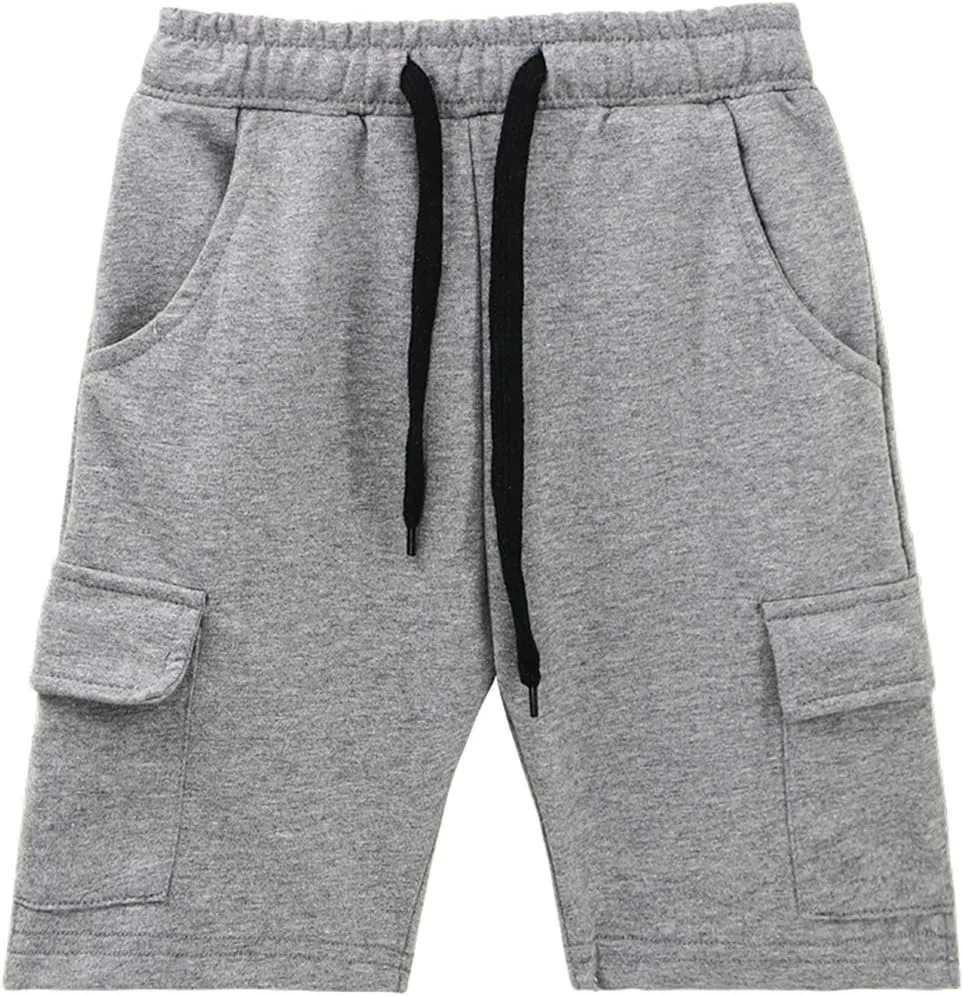 KISBINI Boys' Girls' Shorts Pull On Sweat Cargo Shorts for Kids