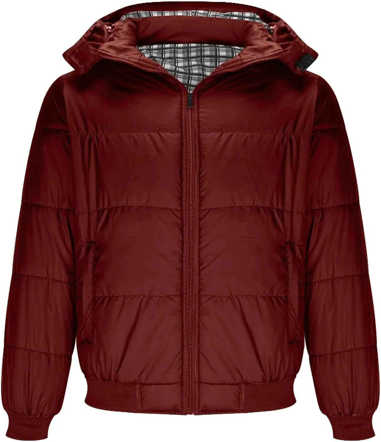 Lightweight Puffer Jacket for Men Winter Warm Down Coat Windproof Insulated Jacket with Hood Full Zip Quilted Outwear