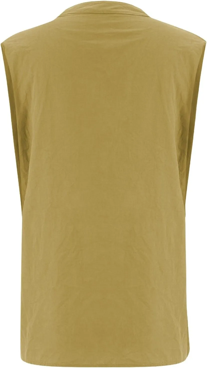 Linen Blend Tops for Women Button Down Sleeveless V Neck Plus Size Linen Shirts Summer Casual Trendy Work Blouses