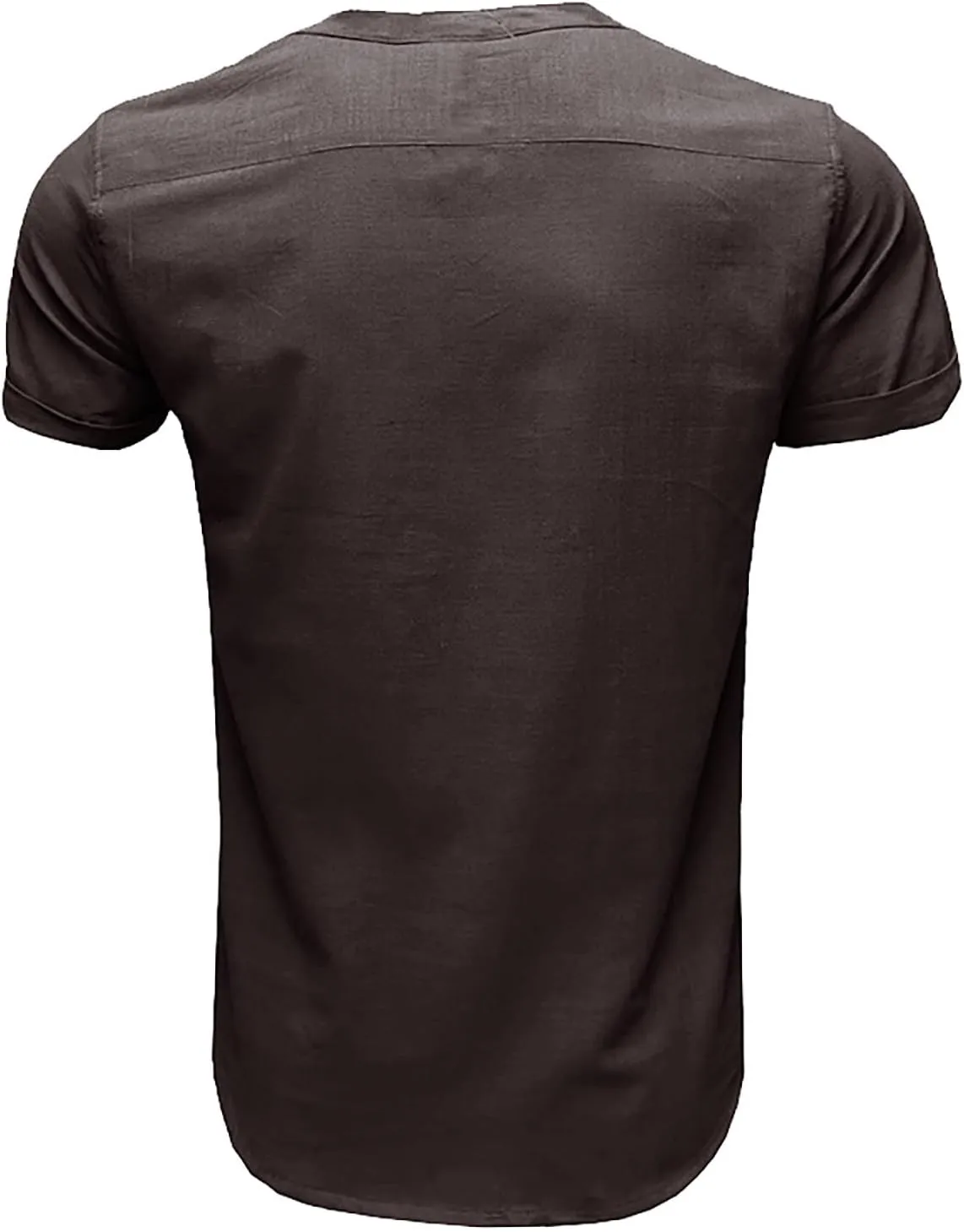 Linen Henley Shirts for Men Casual Short Sleeve Crewneck Summer Vocation Beach Shirts with Pocket Trendy Resort Wear