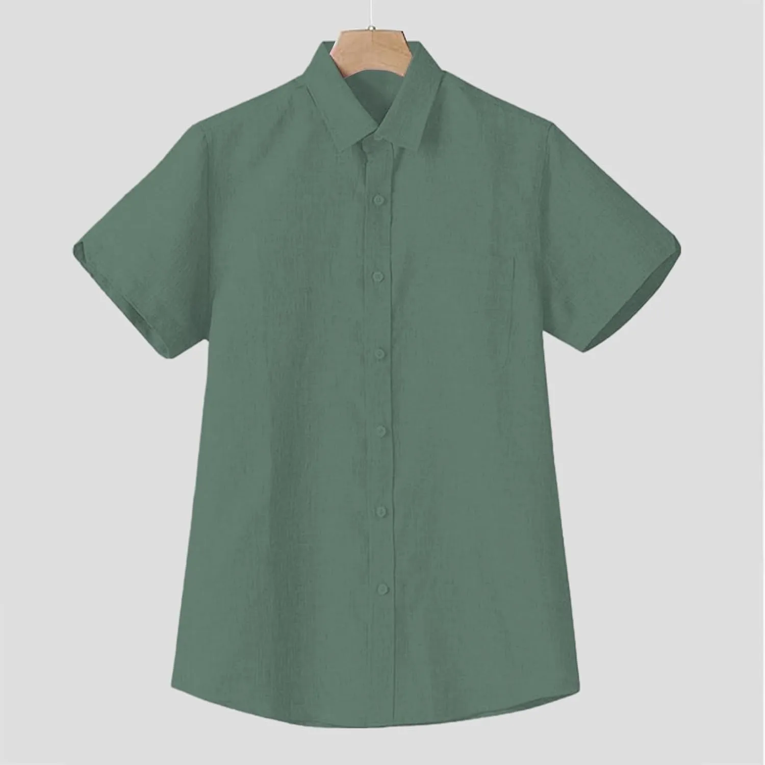 Linen Shirts for Men Slim Fit Short Sleeve Button Down Dress Shirts Wrinkle Free Casual Vacation Beach Summer Tops