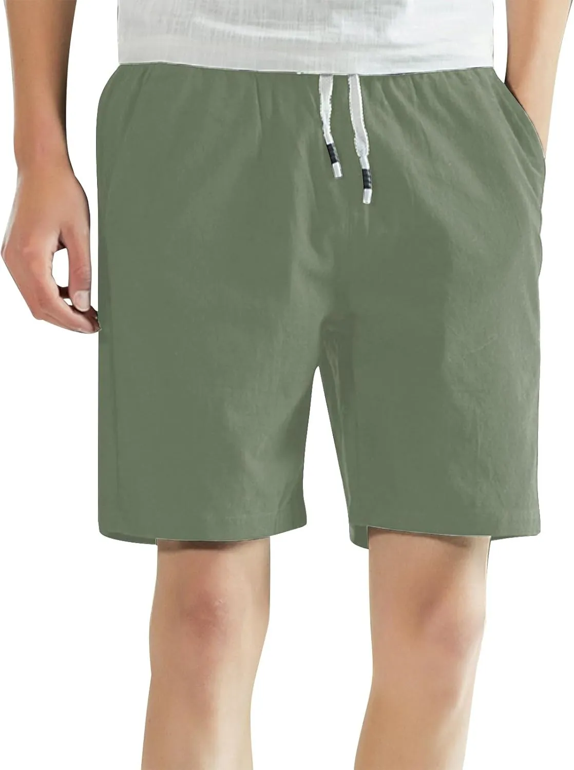 Linen Shorts for Men Texture Drawstring Lounge Pant Baggy Comfy Running Hiking Aethletic Shorts with Pocket Plus Size