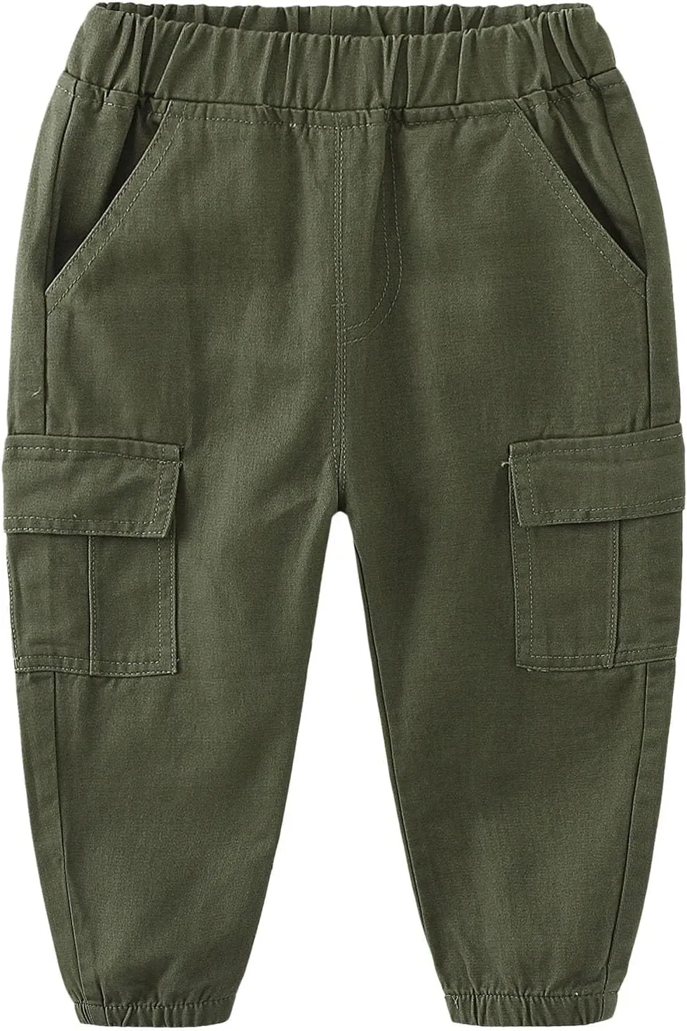 Little Boys Cargo Jogger Pants Toddler Kids Multi Pocket Twill Casual Trousers with Elastic Hem Toddler Pants