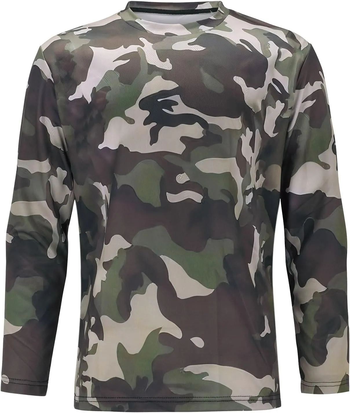 Long Sleeve Camo Hunting T-Shirts for Men Military Camouflage Athletic Compression Shirt Workout Gym Sport Fishing Hiking Top