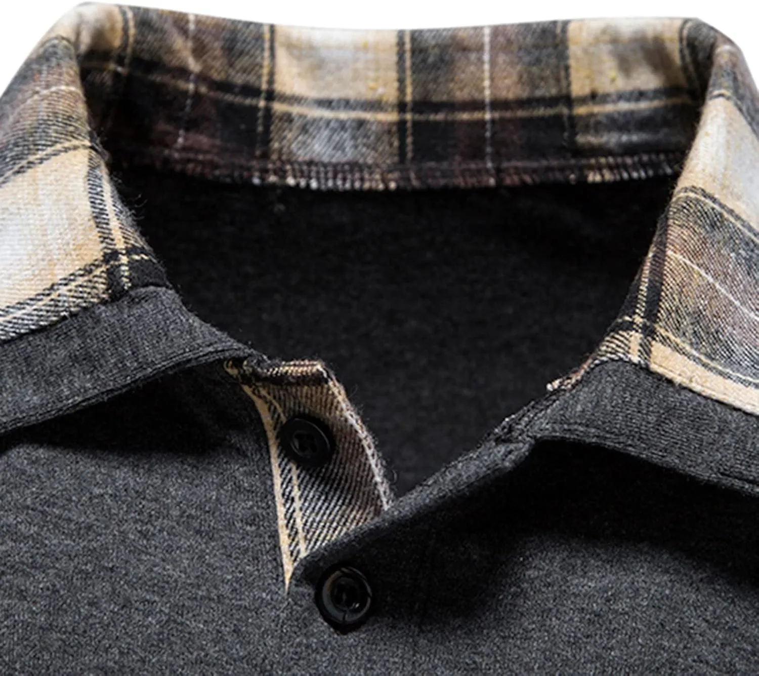 Long Sleeve Polo Shirt for Men Casual Slim Fit Button Down Cotton Blend Shirts Contrast Color Patchwork Golf Tee Tops