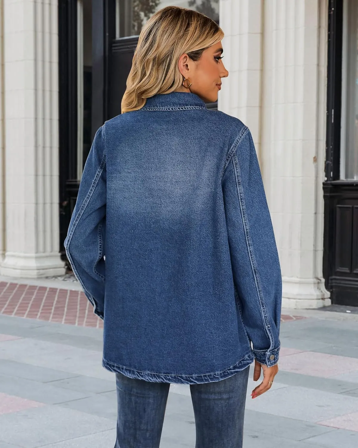luvamia 2025 Spring Jean Jackets for Women Fashion Oversized Button Down Denim Jacket Western Shacket Jacket with Pockets